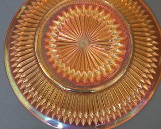 Imperial Glass Company "Sunset Orange" Carnival Glass Fine Ribbed Bowl