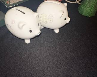 Ceramic Piggy Banks with Animal Decorations