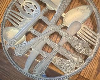 Godinger Silver Art Co. Silver Plated Trivet with Cutlery Design