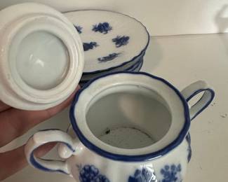 Blue and White Floral Porcelain Tea Set