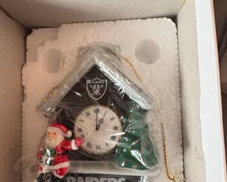 Las Vegas Raiders Santa Claus Christmas Ornament with Clock