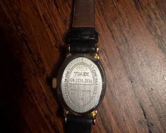 Timex Women's Cavatina Oval Watch with Black Leather Strap