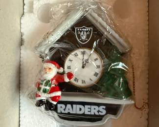 Las Vegas Raiders Santa Claus Cuckoo Clock Ornament