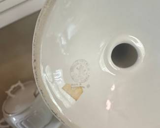 Pair of White Porcelain Candlesticks with Floral Relief - Austrian