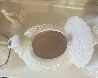 White Ceramic Turkey Pitcher/Gravy Boat