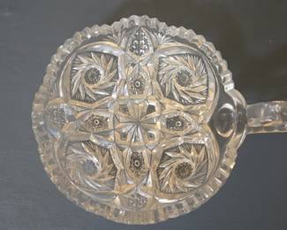 Antique American Brilliant Cut Glass Handled Nappy Bowl