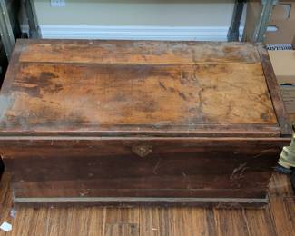 Antique Wooden Desk Box / Chest with Divided Interior