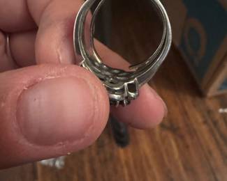 Sterling Silver Black Sapphire and Diamond Flower Ring