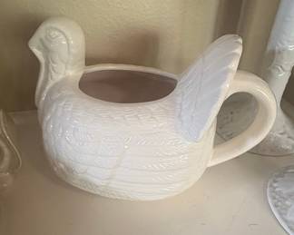 White Ceramic Turkey Gravy Boat