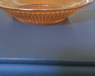 Imperial Glass Company "Sunset Orange" Carnival Glass Fine Ribbed Bowl