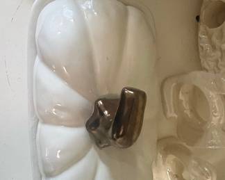 White Ceramic Pumpkin with Metallic Stem