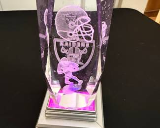 Las Vegas Raiders Crystal Football Player and Helmet Display with LED Base