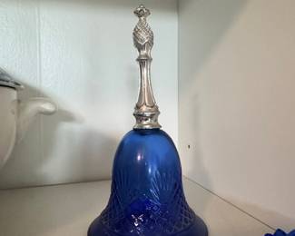 Vintage Avon Cobalt Blue Glass Bell Perfume Bottle with Pineapple Finial