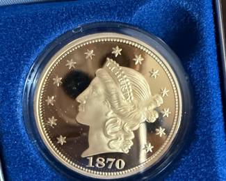1870 Liberty Head Twenty Dollar Gold Coin Replica