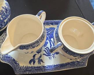 Scenery China England Blue Willow Pattern Dinnerware Set