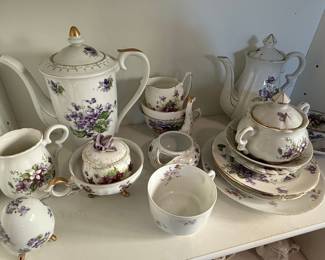 Saji Fancy China Tea Set with Violet Pattern