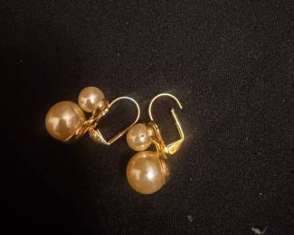 Gold-Tone Double Pearl Drop Earrings