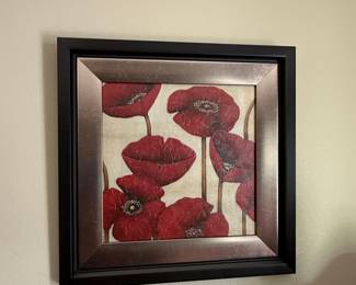 Framed Red Poppies Wall Art