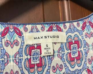 Max Studio Red, Blue & Cream Abstract Design Mini Dress – Size Small