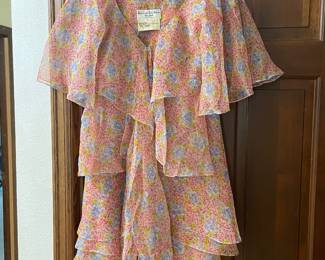1980s Koos Van Den Akker Pink Floral Chiffon Blouse