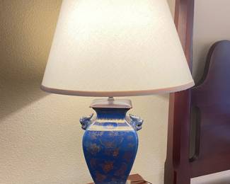 Blue & Gold Porcelain Chinoiserie Table Lamp