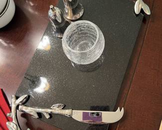 Michael Aram Black Orchid Cheese Board & Knife Set