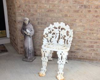 Iron Garden Chair, St Francis Concrete Statue