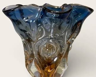 Stunning Bohemian Muranostyle Glass Sculpture Vessel