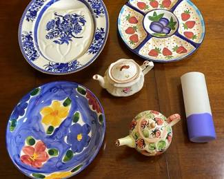 Handpainted Floral Platters, Teapots And More