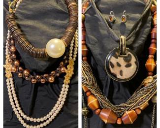 Earth Tones And Faux Pearls Jewelry Lot