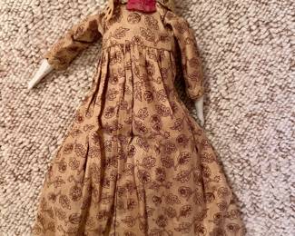 ANTIQUE BISQUE HEADED DOLL WITH BLUE GLASS EYES- POSSIBLE GERMAN