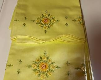 VINTAGE YELLOW EMBROIDERED PILLOWCASES
