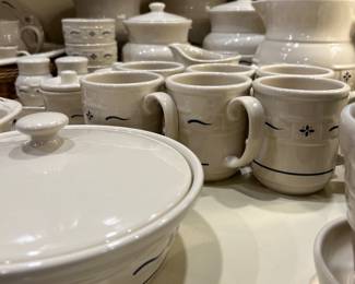 LONGABERGER WOVEN TRADITIONS BLUE & WHITE DISHES PLATES CUPS CANNISTERS CASSEROLES