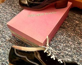 VINTAGE BLACK PATENT LEATHER OXFORD SHOES ITALY