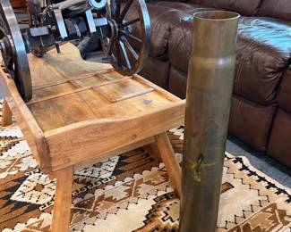 JUKAR SPAIN REPLICA BLACK POWDER .70 CAL CANNON CIVIL WAR , LARGE BRASS SHELL CASING 23" WWII