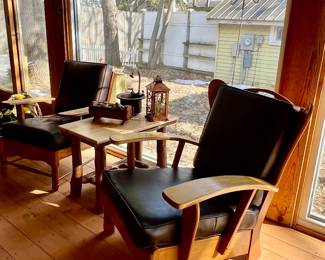 Pair Maple Paddle Arm chair - not matching. Possible Cushman  Great condition. 