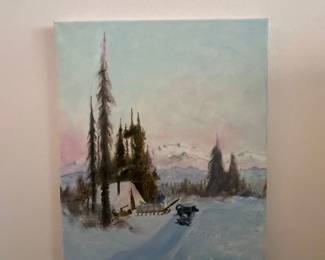 Signed winter landscape artwork