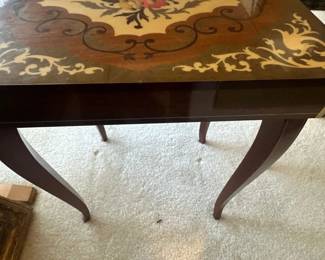 Vintage Italian Sorrento style marquetry inlaid musical table