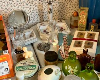 Vintage perfum bottles and mirrors