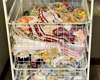 Vintage handerchiefs, doilies and cloth calendars