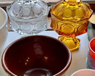 Vintage Fostoria Coin Lidded Jars