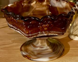 Imperial slag glass footed bowl