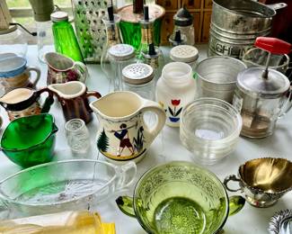 Vintage pitchers and glassware