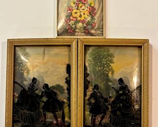 Vintage Painted Glass Art