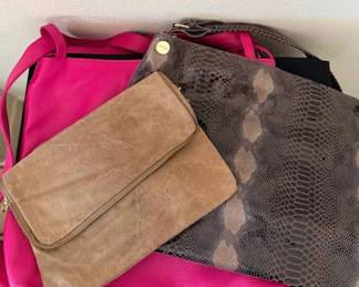 AM158Pink  Brown Leather Handbags