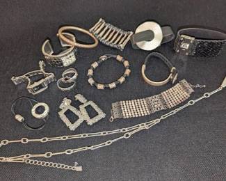 AM237Leather  Silver Tones