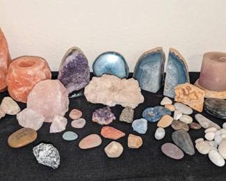 AM105Salt Lamp, Amethyst Clusters, Quartz Cluster, Agate Bookends, Celestite, Pyrite  More