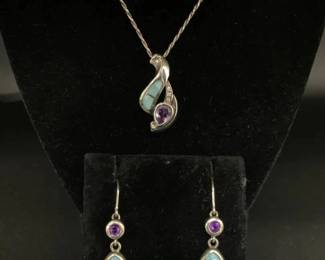 AM283VPurple  Blue Silver Jewelry With Diamonds
