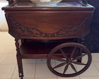 Antique rolling tea cart