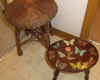 Wicker & Wooden Stools